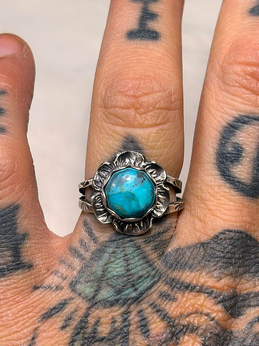 turquoise flower ring